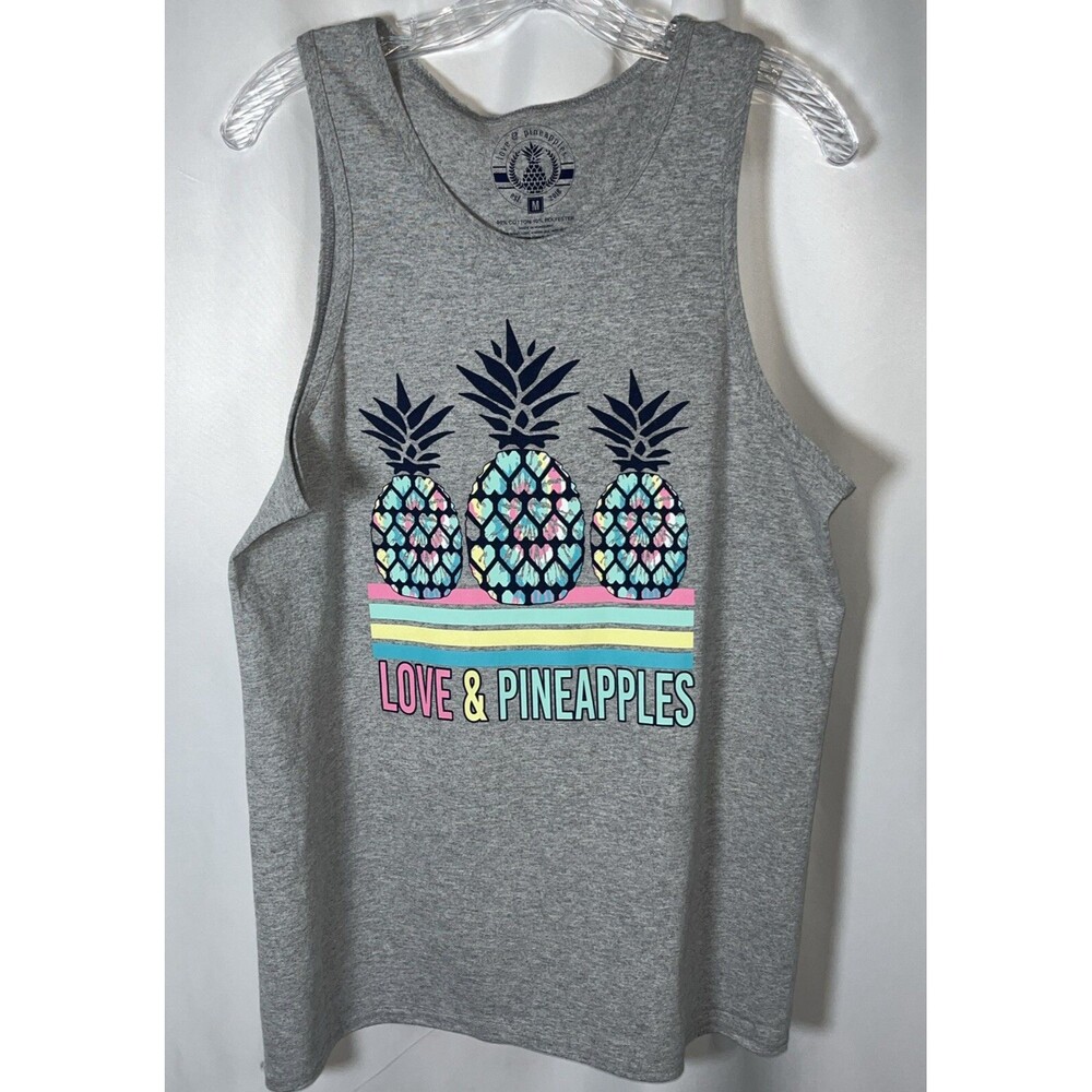 Love & Pineapples Women’s Graphic Tank Size M Tropical Beach Coastal